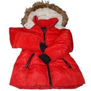 Steve Madden Puffer Jacket with Faux Fur Lined Hood Size Large 14/16